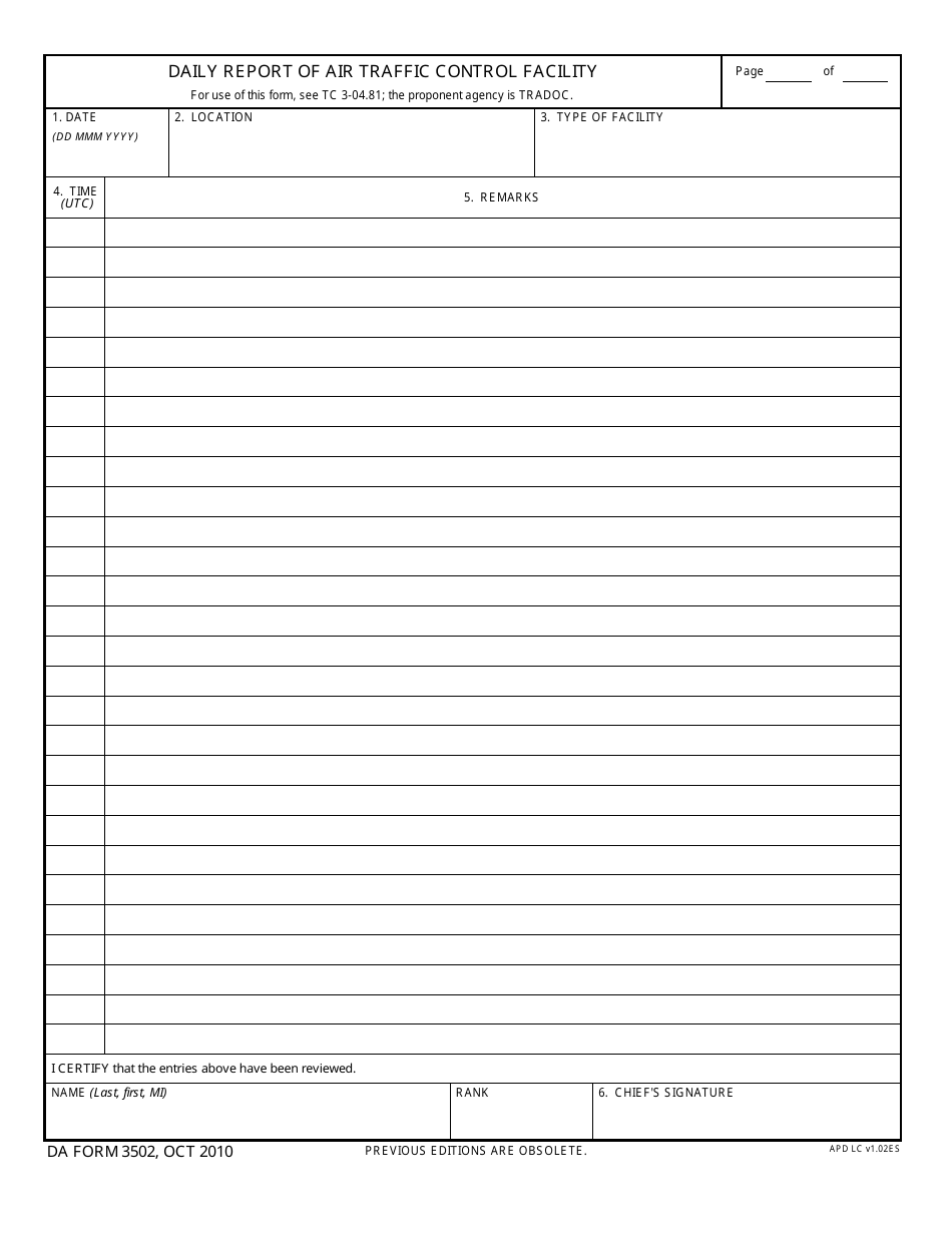 Da Form 3502 - Fill Out, Sign Online And Download Fillable Pdf 