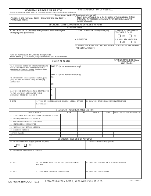 DA Form 3894  Printable Pdf