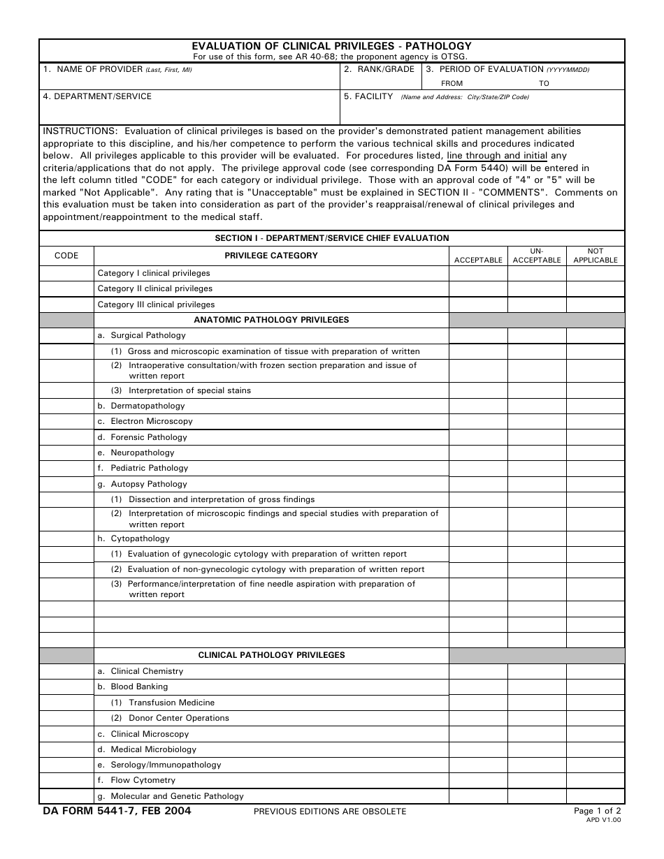 DA Form 5441-7 - Fill Out, Sign Online and Download Printable PDF ...