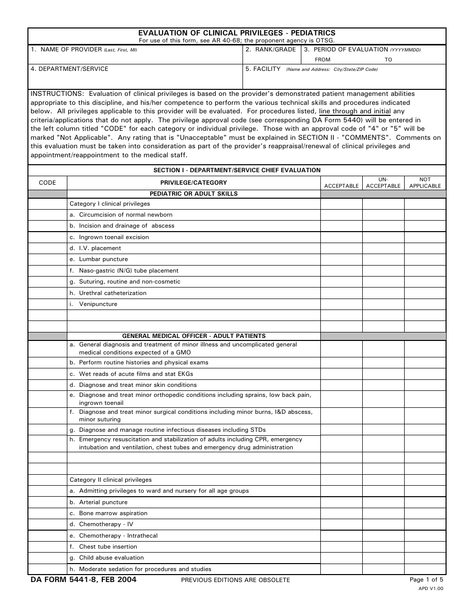 DA Form 5441-8 - Fill Out, Sign Online and Download Printable PDF ...