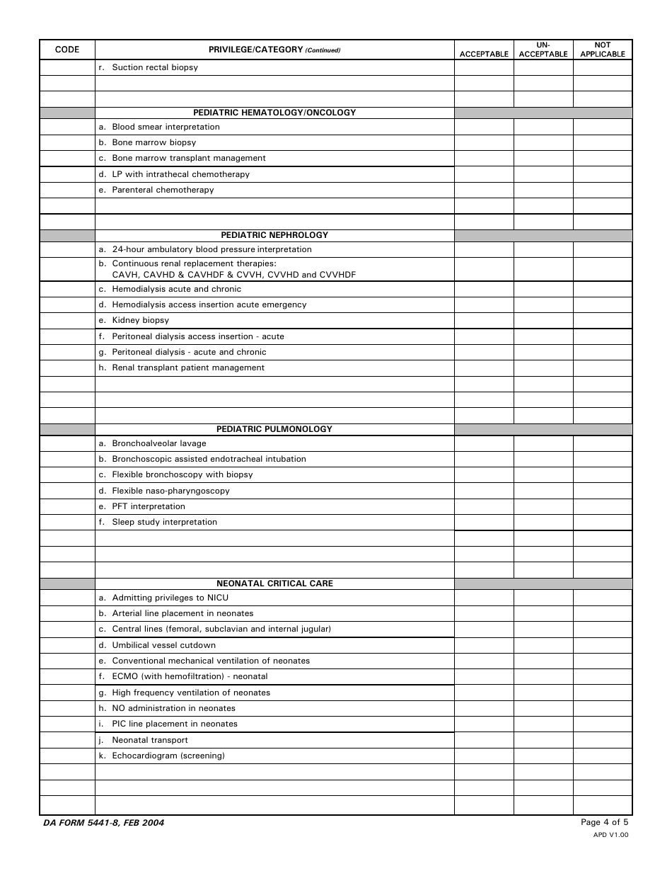 DA Form 5441-8 - Fill Out, Sign Online and Download Printable PDF ...