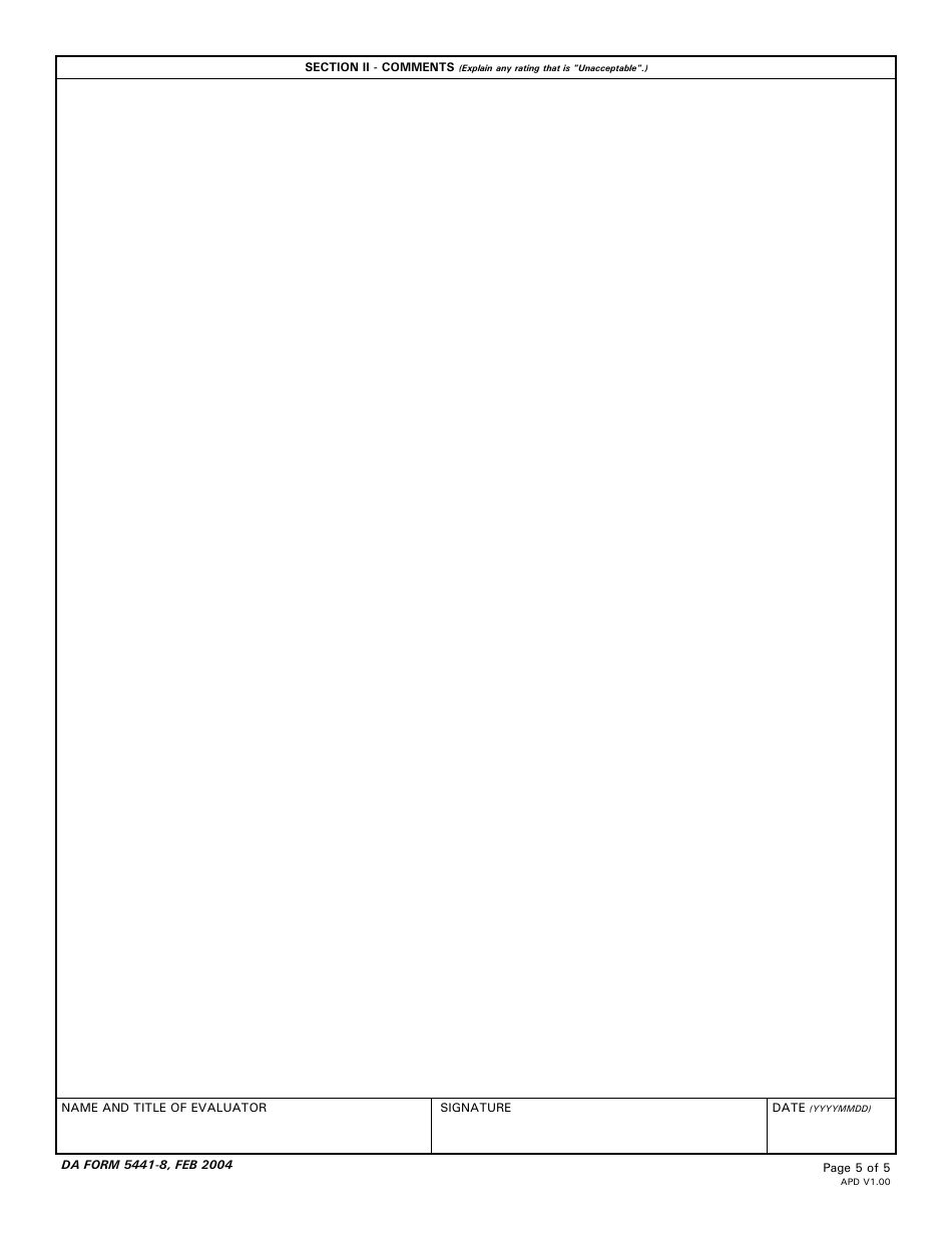 DA Form 5441-8 Evaluation of Clinical Privileges - Pediatrics, Page 5