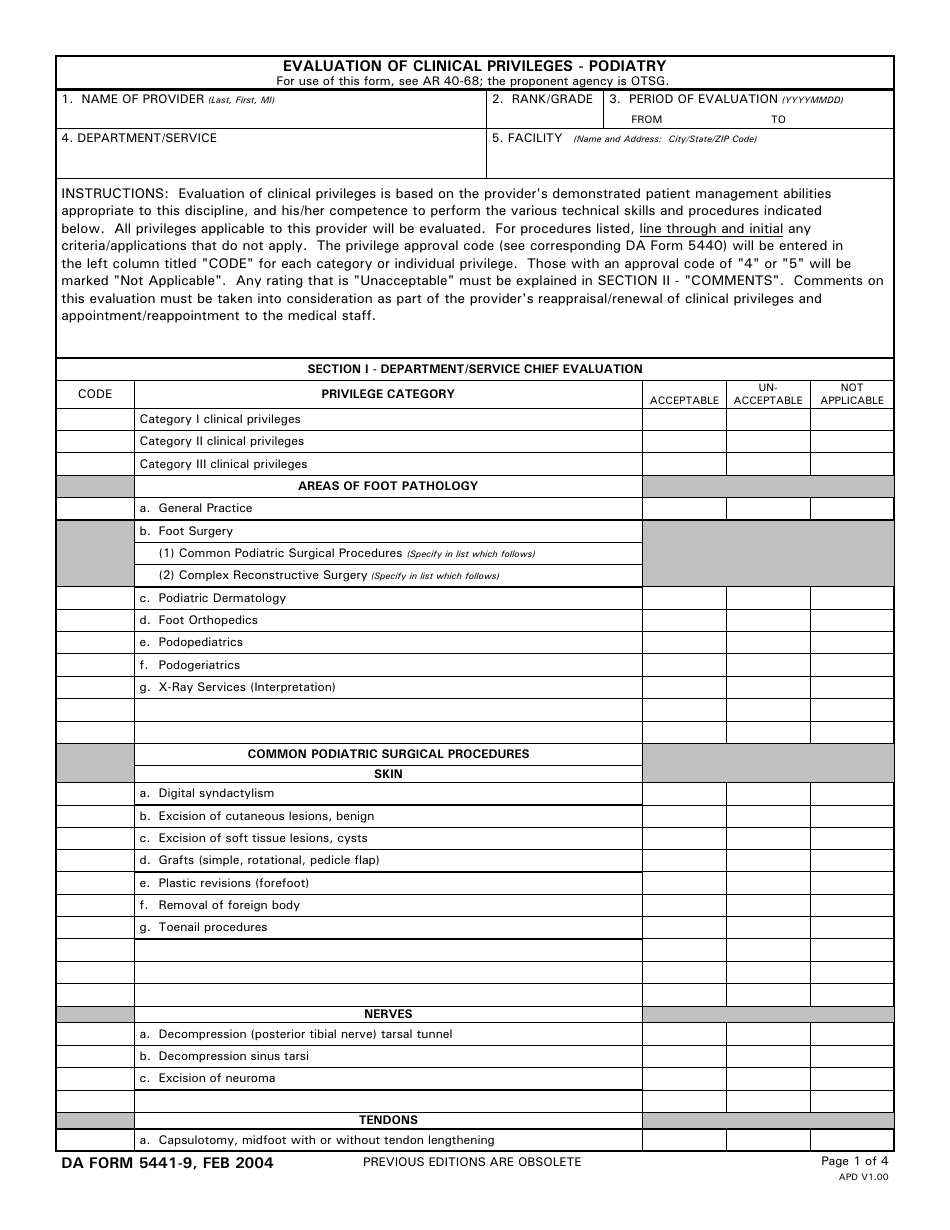 DA Form 5441-9 - Fill Out, Sign Online and Download Printable PDF ...