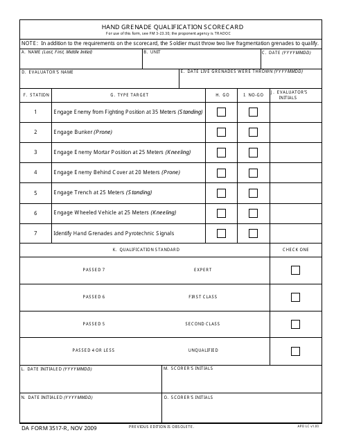 DA Form 3517  Printable Pdf
