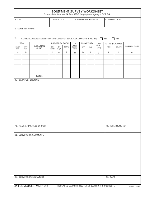 DA Form 4153-r  Printable Pdf