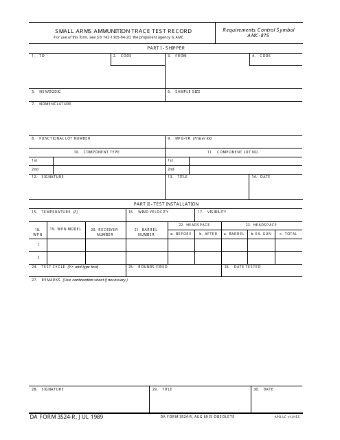DA Form 3524-r  Printable Pdf