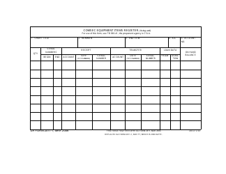 Document preview: DA Form 2011-1 Comsec Equipment Items Register