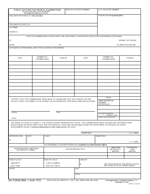 DA Form 3904  Printable Pdf