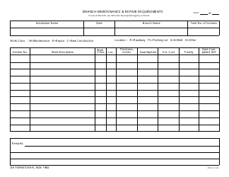 DA Form 5155-r &quot;Branch Maintenance and Repair Requirements&quot;