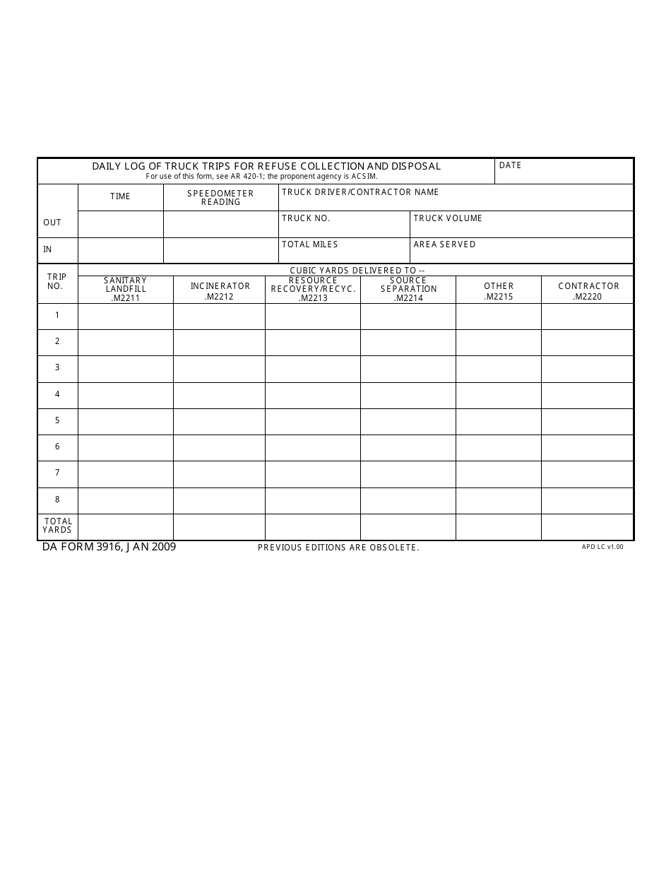 DA Form 3916 - Fill Out, Sign Online and Download Fillable PDF ...