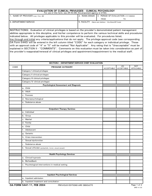 DA Form 5441-11  Printable Pdf