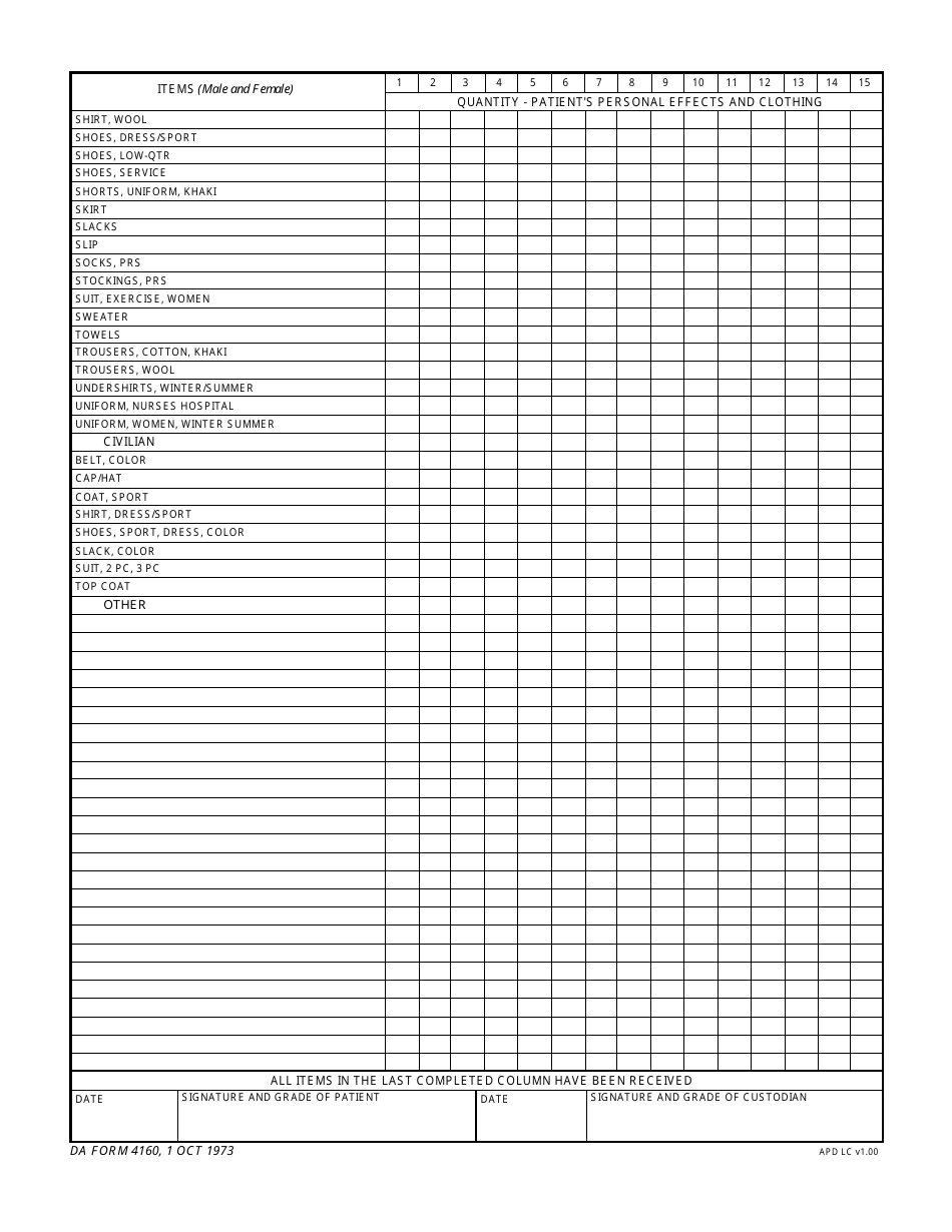 DA Form 4160 - Fill Out, Sign Online and Download Fillable PDF ...
