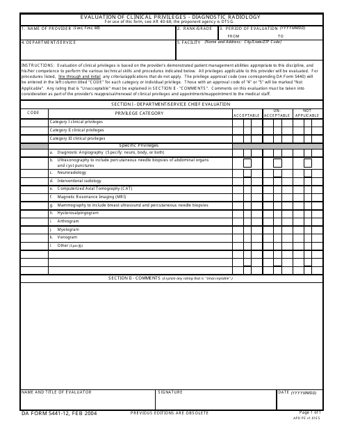 DA Form 5441-12  Printable Pdf