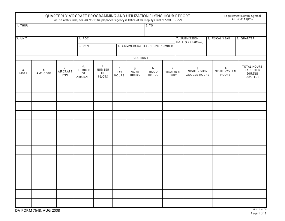 Da Form 7648 - Fill Out, Sign Online And Download Fillable Pdf 