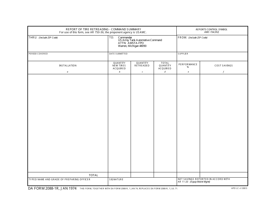 Da Form 2088-1r - Fill Out, Sign Online And Download Fillable Pdf 