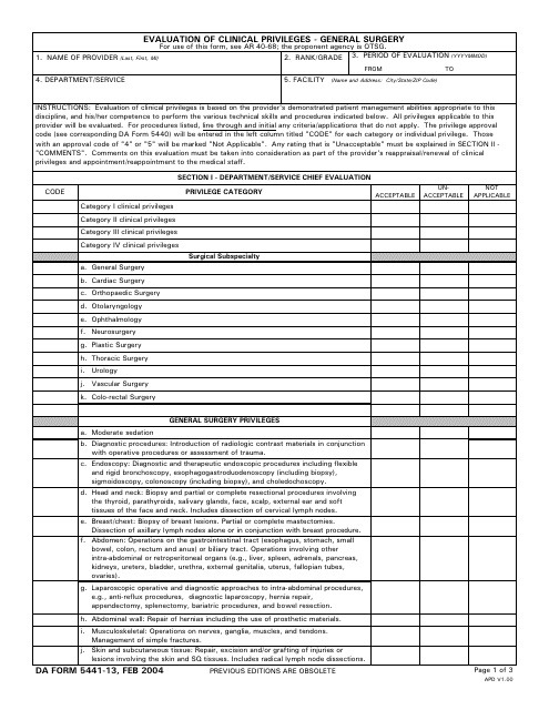 DA Form 5441-13  Printable Pdf