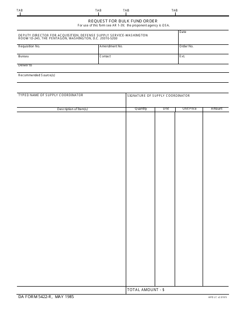 DA Form 5422-r  Printable Pdf