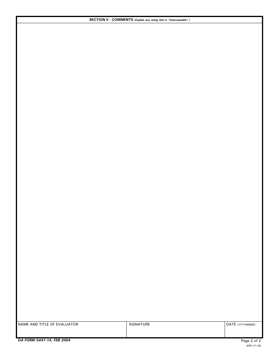 DA Form 5441-14 Evaluation of Clinical Privileges - Nurse Anesthetist, Page 2