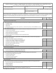 DA Form 7653 Verification of Clinical Competencies for Critical Care Nursing Skill Identifier (Si 8a)