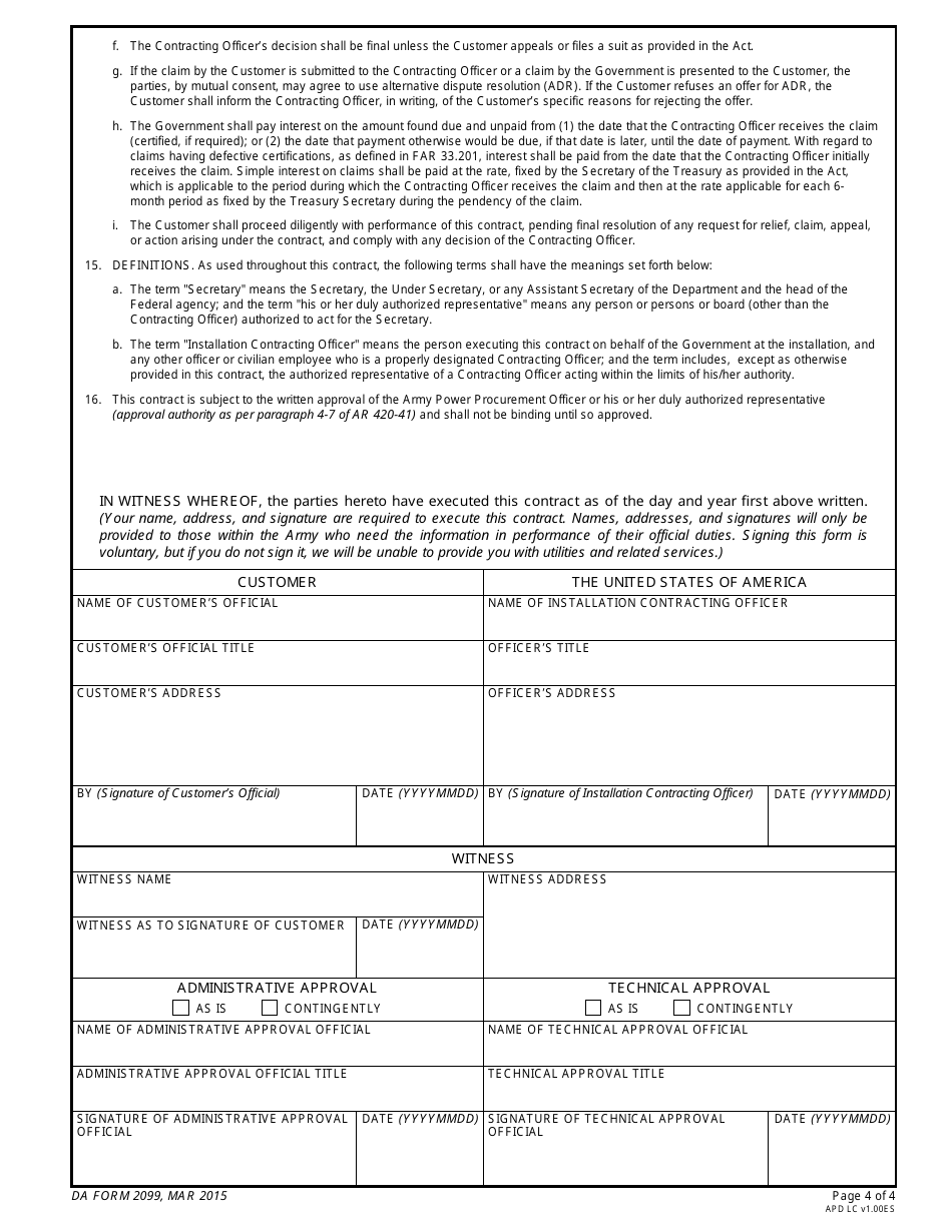 DA Form 2099 - Fill Out, Sign Online and Download Fillable PDF ...