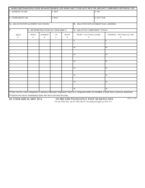 DA Form 2408-34  Printable Pdf