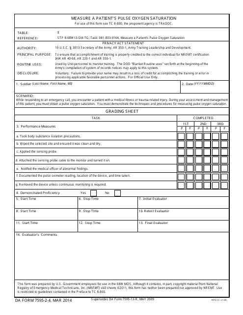 DA Form 7595-2-4  Printable Pdf