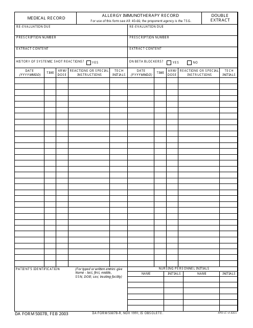 DA Form 5007b  Printable Pdf