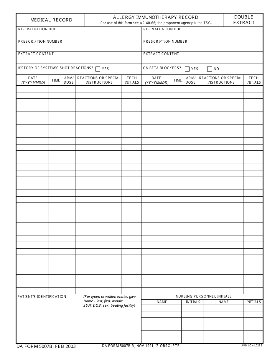 DA Form 5007b - Fill Out, Sign Online and Download Fillable PDF ...