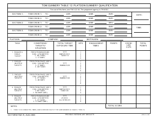 Document preview: DA Form 7341-r Tow Gunnery Table 12: Platoon Gunnery Qualification