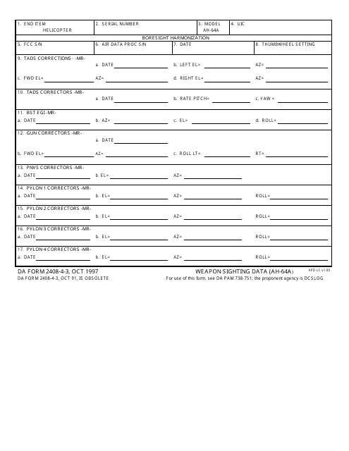 DA Form 2408-4-3  Printable Pdf