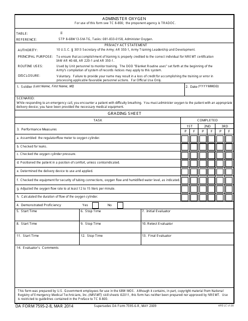 DA Form 7595-2-8  Printable Pdf