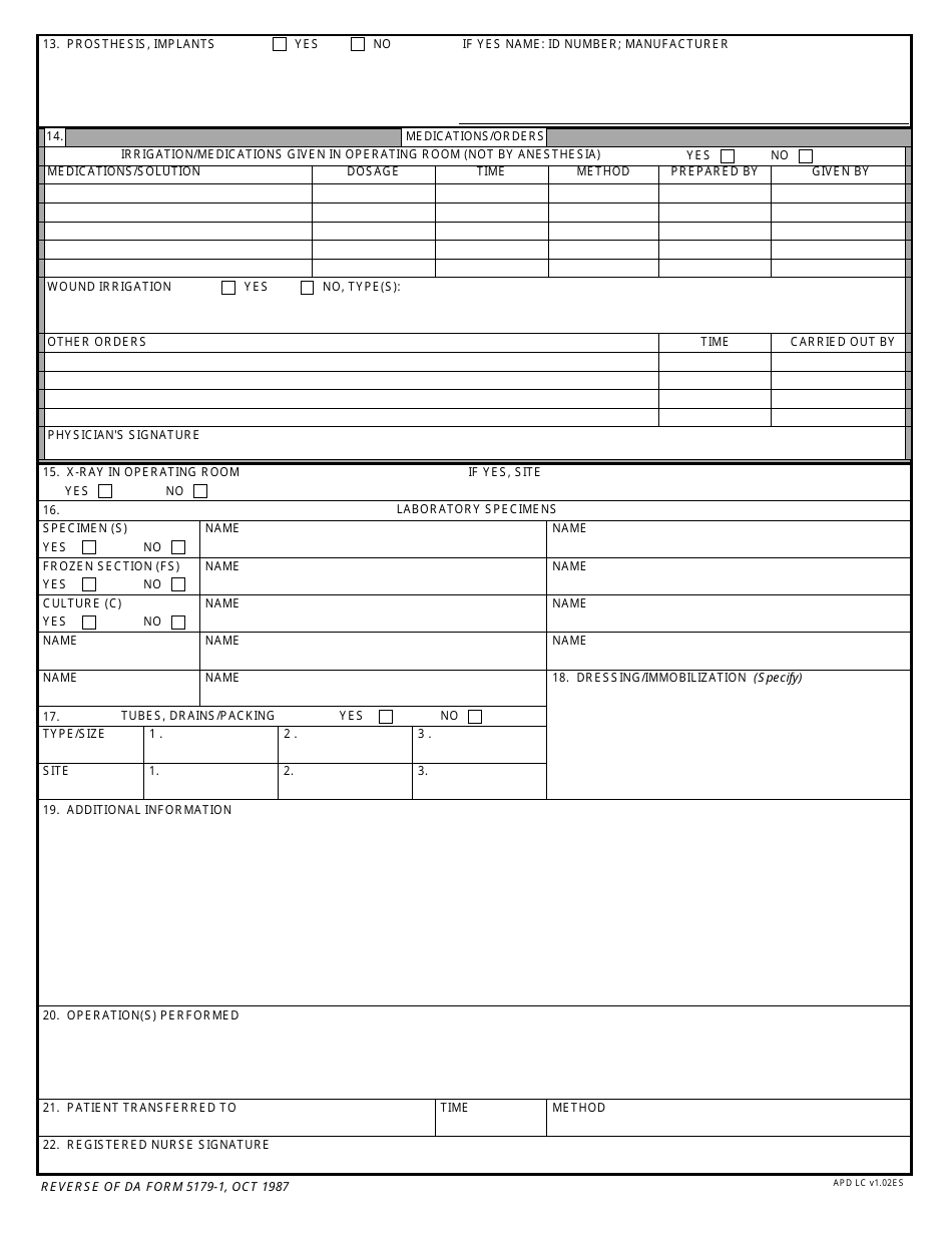 DA Form 5179-1 - Fill Out, Sign Online and Download Fillable PDF ...