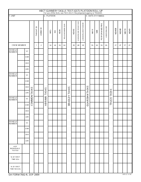 DA Form 7662-R  Printable Pdf