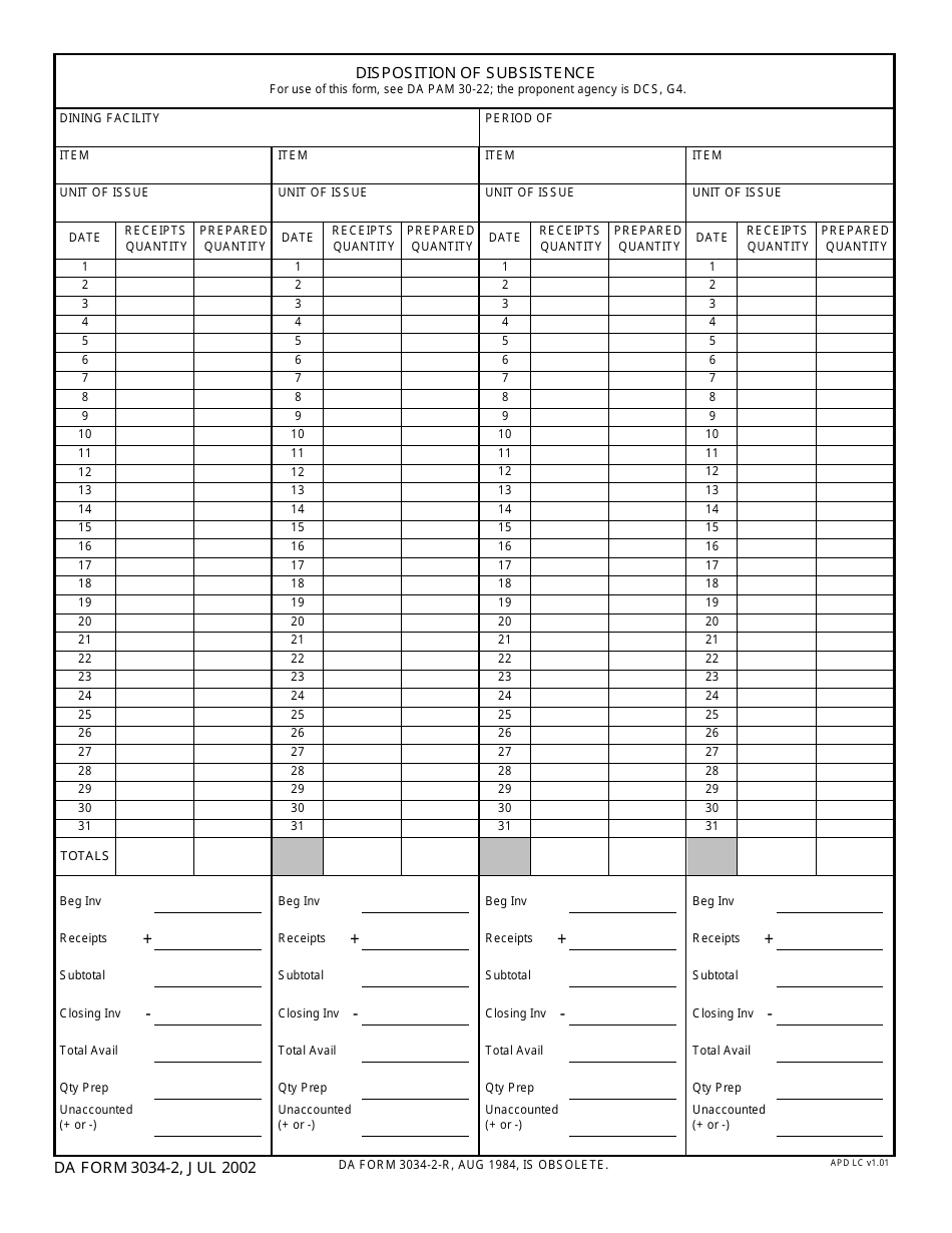 DA Form 3034-2 - Fill Out, Sign Online and Download Fillable PDF ...