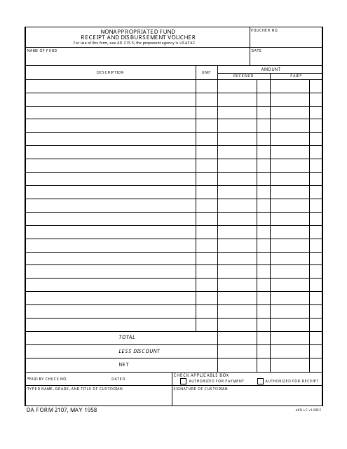 DA Form 2107  Printable Pdf