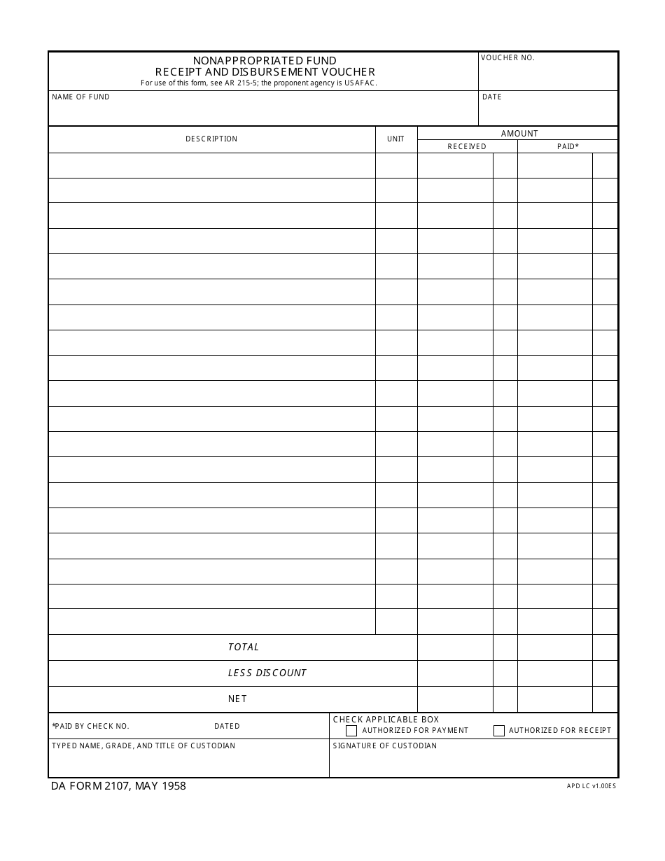 DA Form 2107 - Fill Out, Sign Online and Download Fillable PDF ...