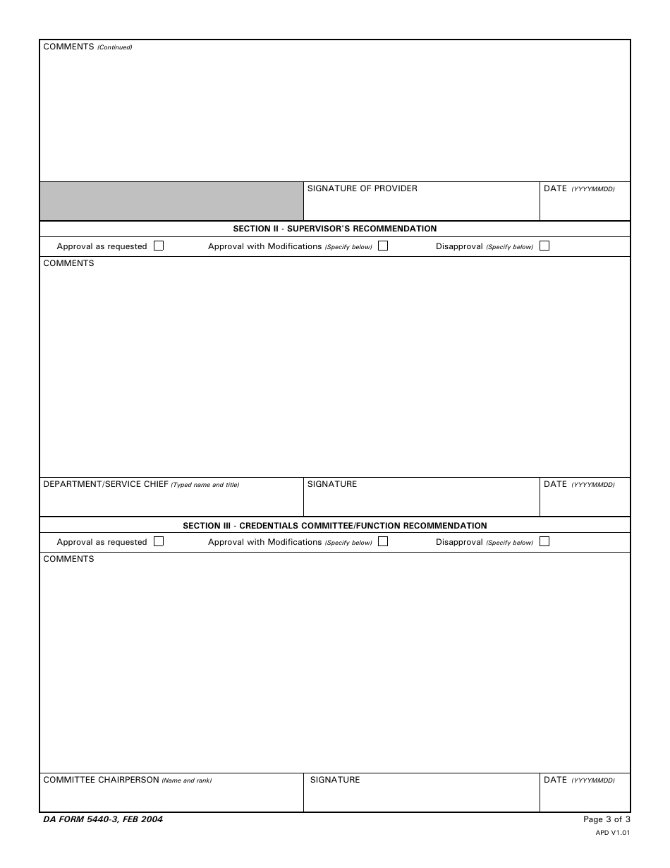 DA Form 5440-3 Delineation of Clinical Privileges -internal Medicine, Page 3