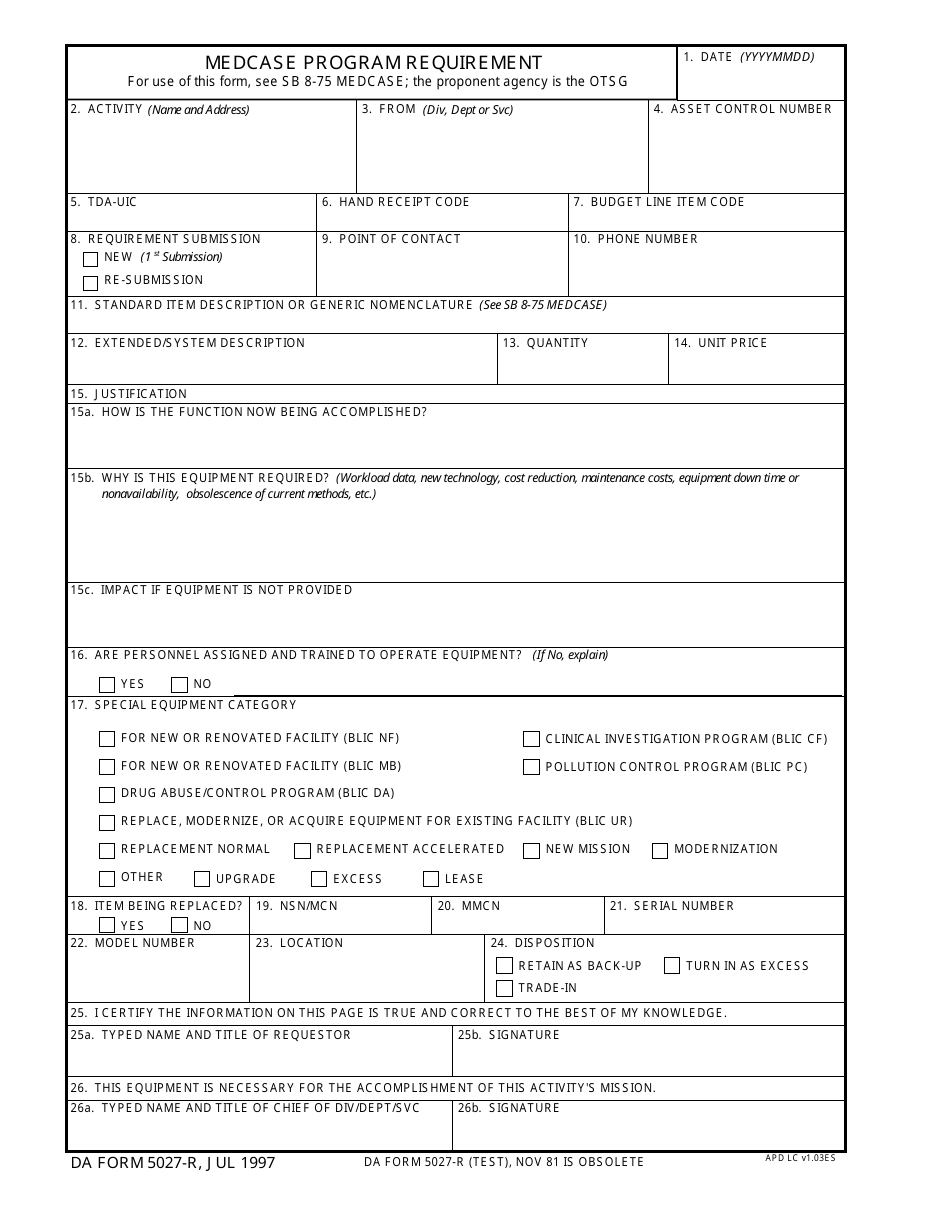 DA Form 5027-R - Fill Out, Sign Online and Download Fillable PDF ...