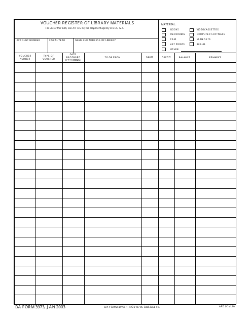 DA Form 3973  Printable Pdf