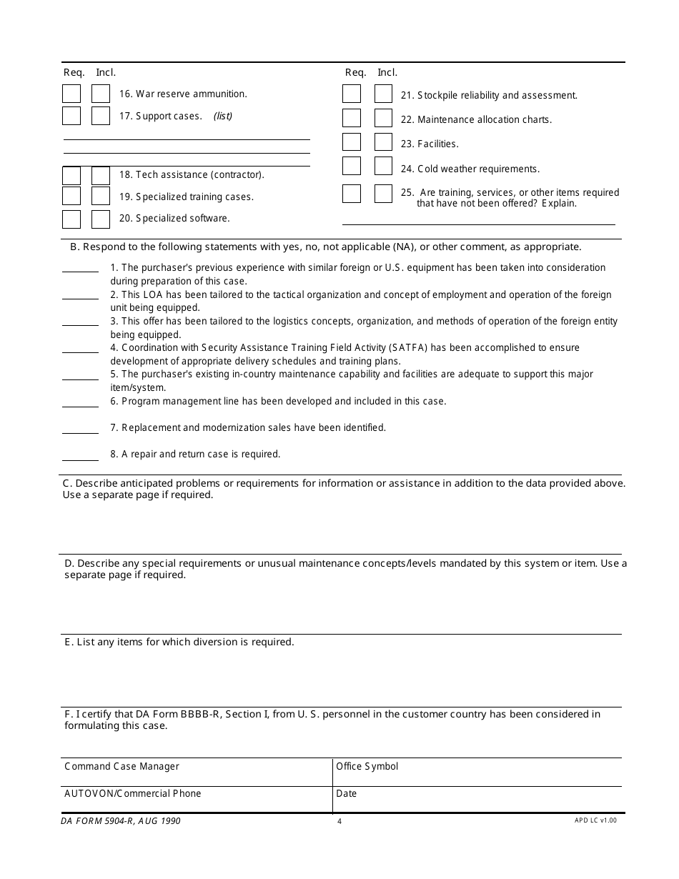 DA Form 5904-R Total Package Approach (Tpa) Check List (LRA), Page 4