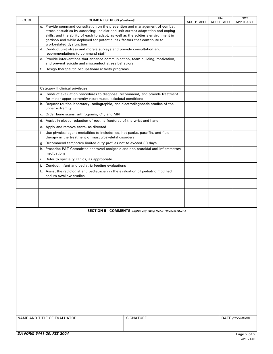 DA Form 5441-20 - Fill Out, Sign Online and Download Printable PDF ...