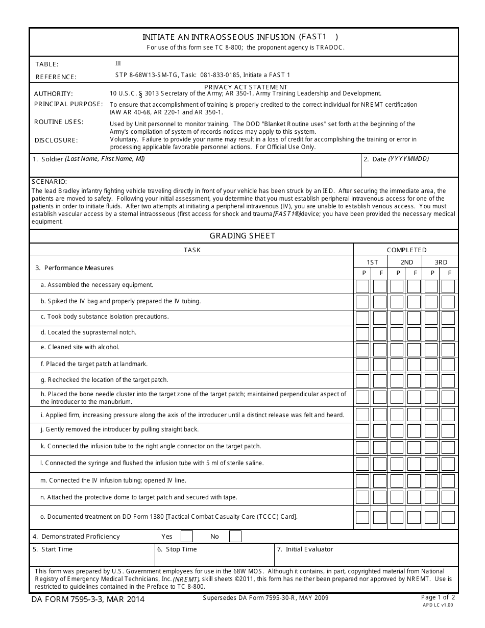 DA Form 7595-3-3 - Fill Out, Sign Online and Download Fillable PDF ...