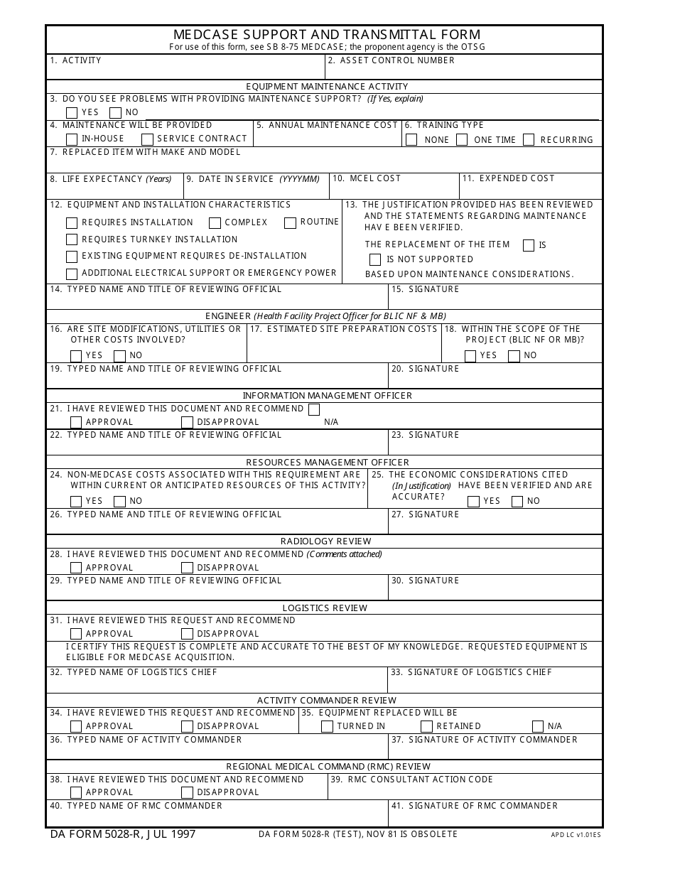 DA Form 5028-R - Fill Out, Sign Online and Download Fillable PDF ...