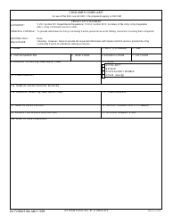 DA Form 5184 Consumer Complaint