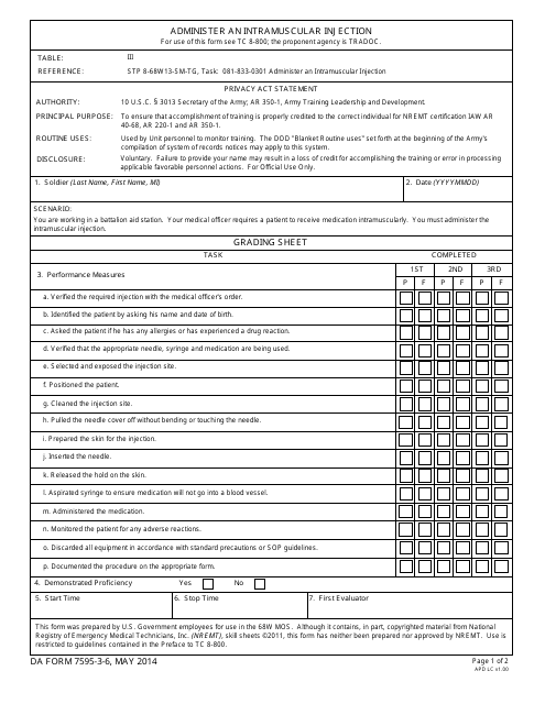 DA Form 7595-3-6  Printable Pdf
