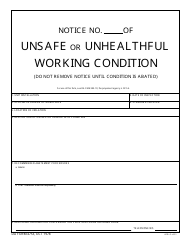 Document preview: DA Form 4753 Notice of Unsafe or Unhealthful Working Condition