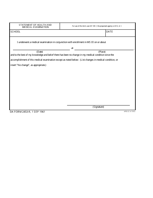 DA Form 2453-R  Printable Pdf