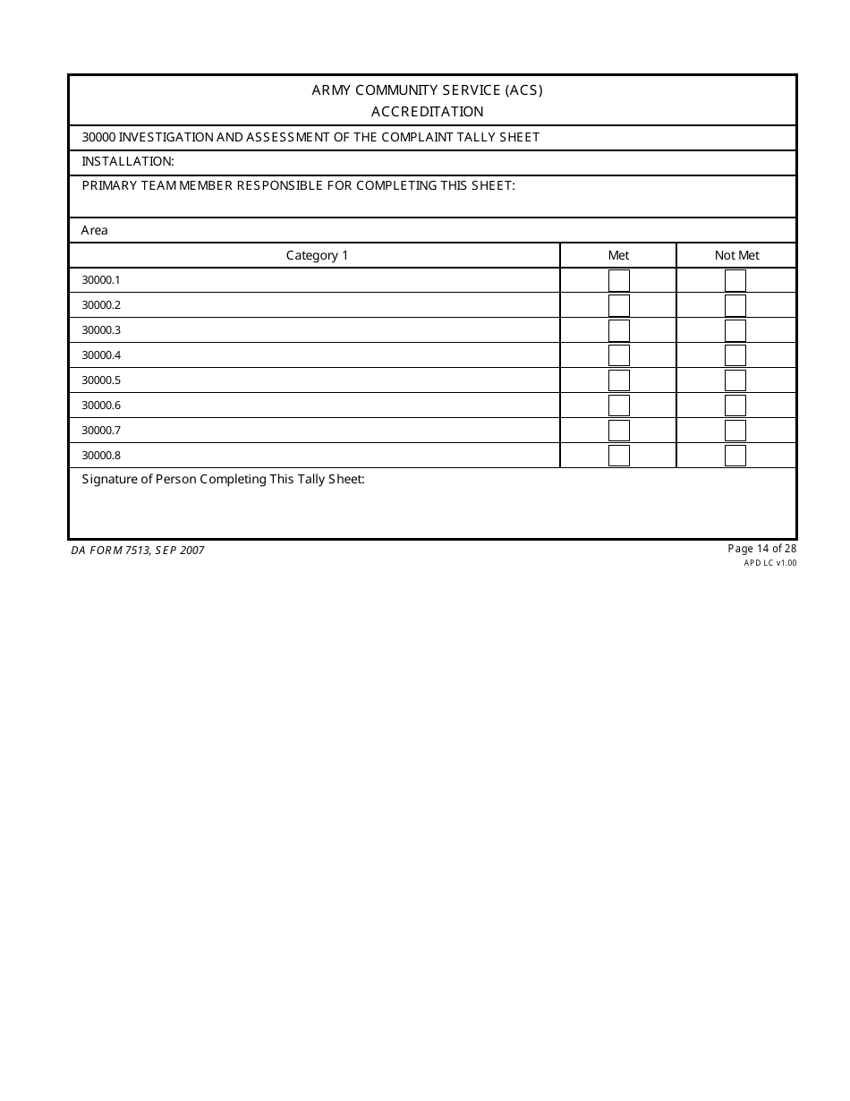 DA Form 7513 Army Community Service (Acs) Accreditation Score Sheet, Page 14
