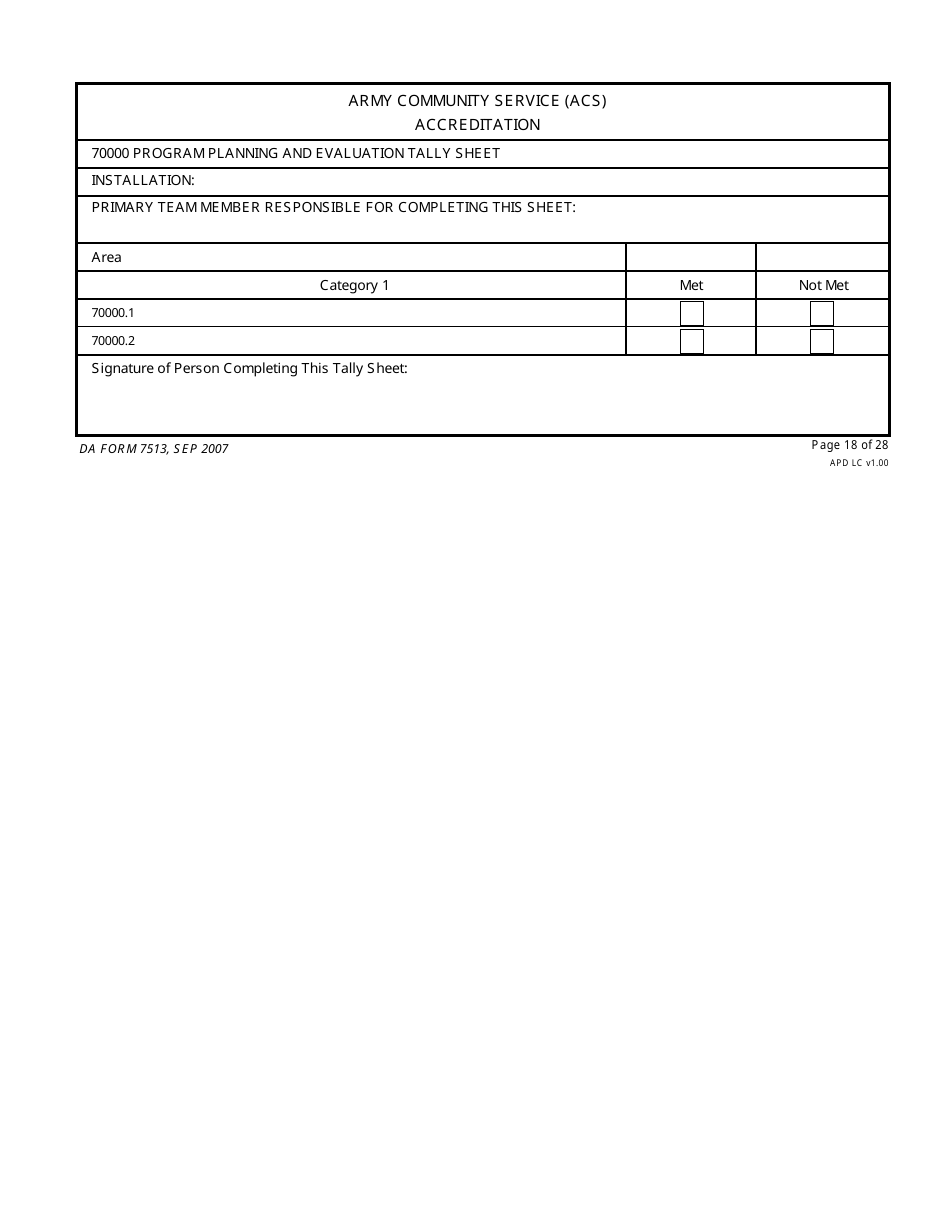DA Form 7513 Army Community Service (Acs) Accreditation Score Sheet, Page 18