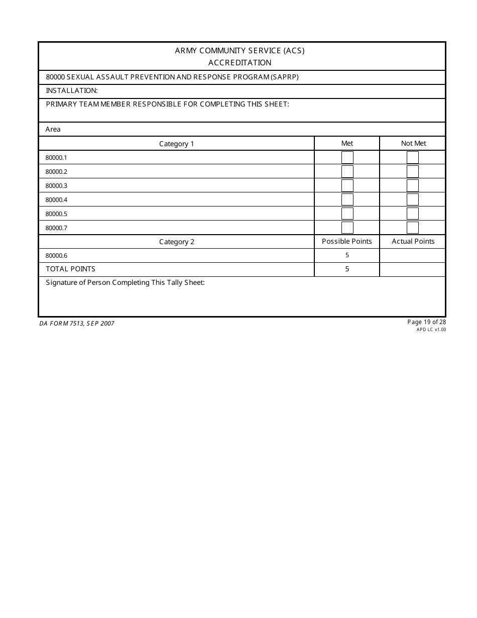 DA Form 7513 Army Community Service (Acs) Accreditation Score Sheet, Page 19